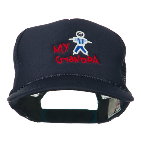 My Grandpa Embroidered Youth Foam Mesh Cap - Navy OSFM