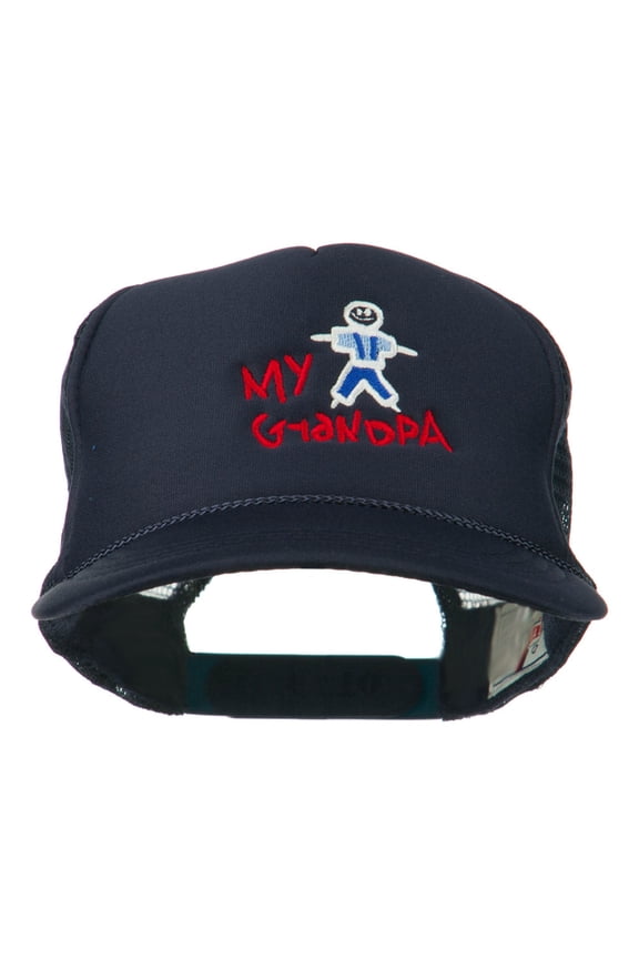 My Grandpa Embroidered Youth Foam Mesh Cap - Navy OSFM