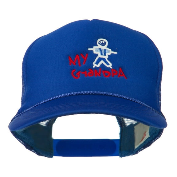 My Grandpa Embroidered Youth Foam Mesh Cap - Royal OSFM