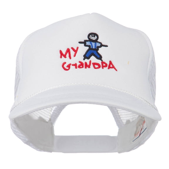 My Grandpa Embroidered Youth Foam Mesh Cap - White OSFM