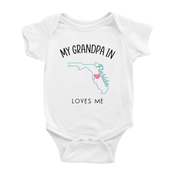 My Grandpa In Florida Loves Me Baby Clothing For Boy Girl Bodysuits 12-18 Months