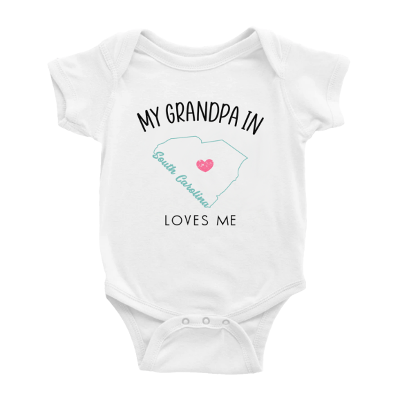 My Grandpa In South Carolina Loves Me Baby Clothing For Boy Girl Bodysuits 0-3 Months