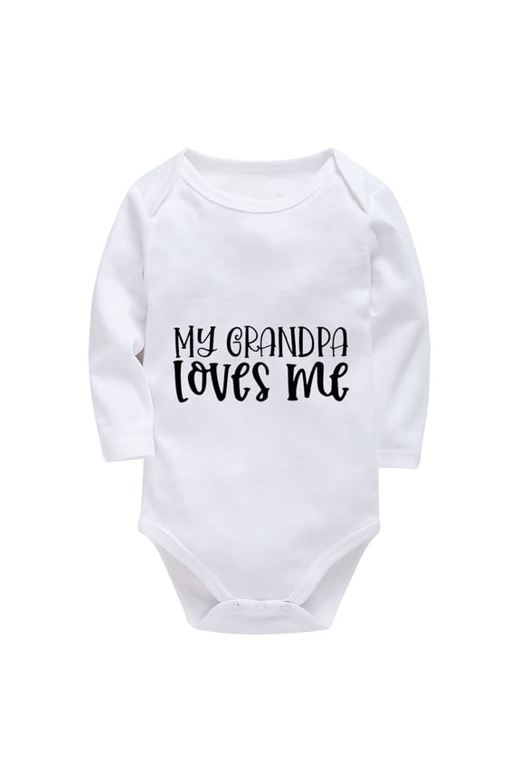 My Grandpa Loves Me Baby Onsies Long Sleeve Neutral Baby Bodysuit White Baby Clothes 0-3 Months