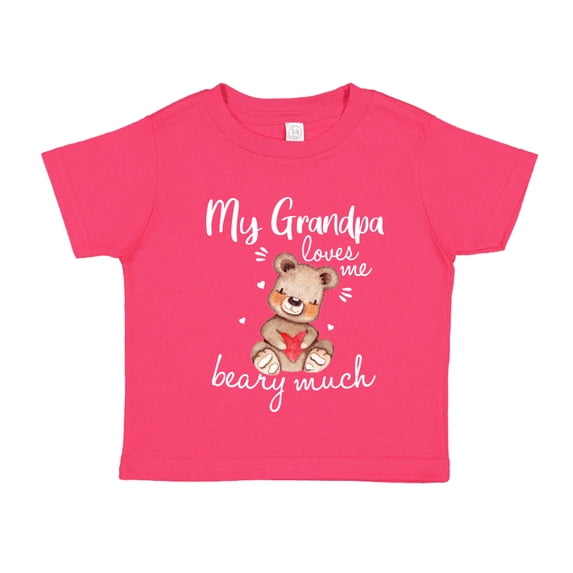My Grandpa Loves Me Beary Much Toddler T-Shirt 3T Cyber Pink