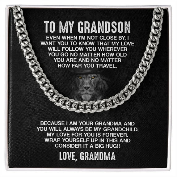 My Grandson Cuban Link Chain Gift from Grandma on Wedding Day, Birthday, Christmas, Graduation, Grandson Gift, Mens Necklace Chain