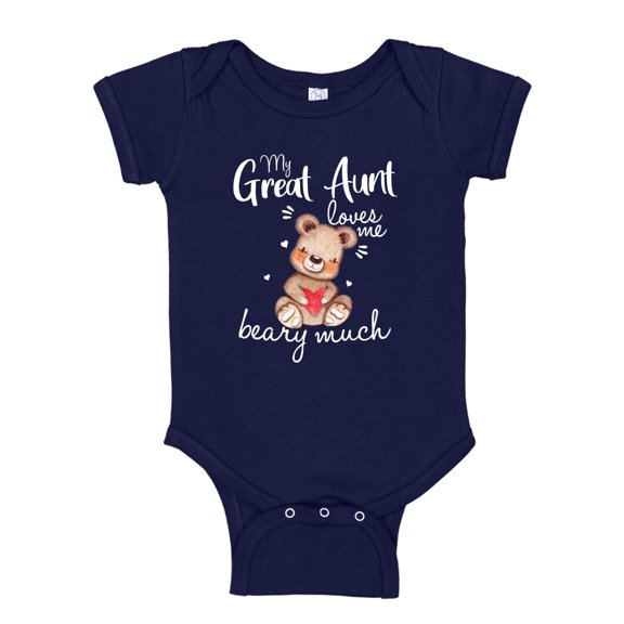 My Great Aunt Loves Me Beary Much Baby Bodysuit One Piece NB Navy Blue