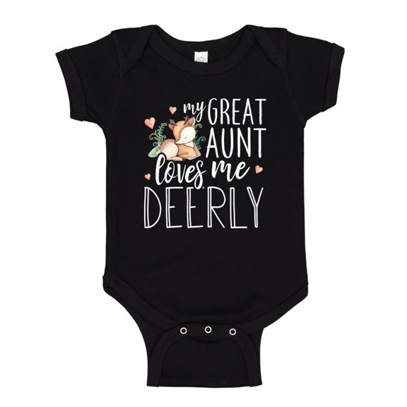 My Great Aunt Loves Me Deerly Baby Bodysuit One Piece 18 mo Black