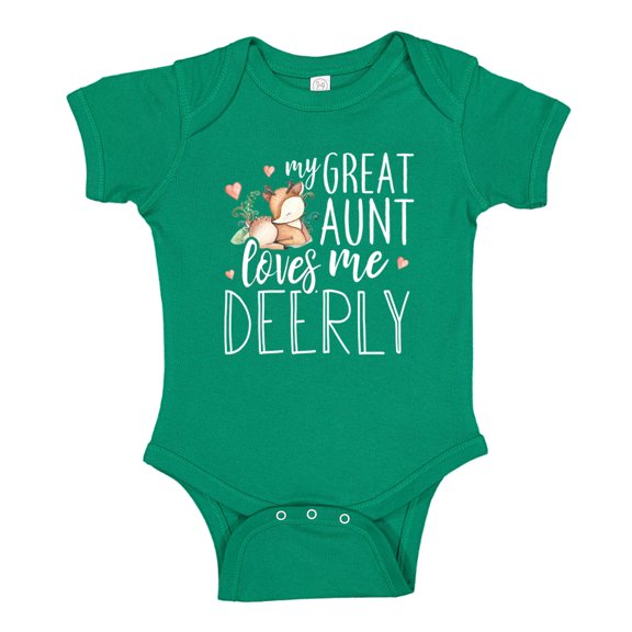 My Great Aunt Loves Me Deerly Baby Bodysuit One Piece 24 mo Kelly Green
