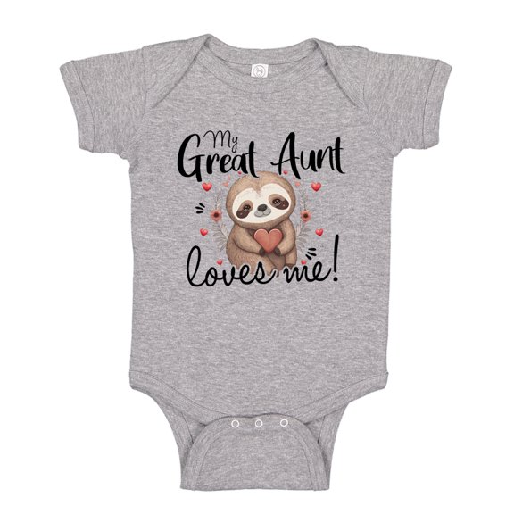 My Great Aunt Loves Me Sloth Baby Bodysuit One Piece 18 mo Athletic Heather
