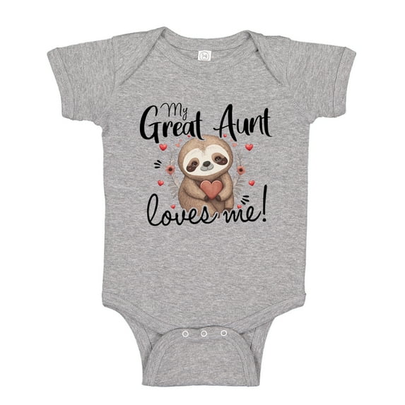 My Great Aunt Loves Me Sloth Baby Bodysuit One Piece 6 mo Athletic Heather