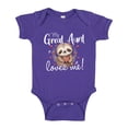 thumbnail image 1 of My Great Aunt Loves Me Sloth Baby Bodysuit One Piece NB Purple, 1 of 3