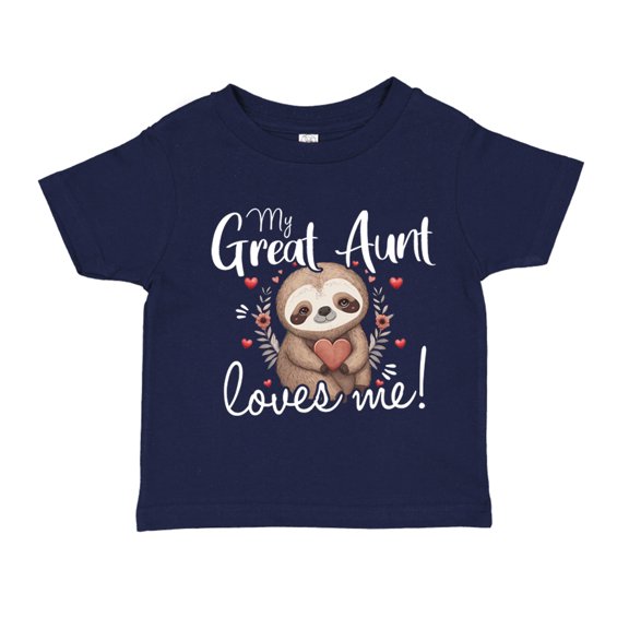 My Great Aunt Loves Me Sloth Toddler T-Shirt 5/6T Navy Blue