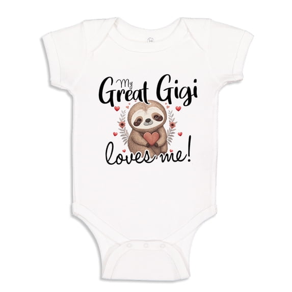 My Great Gigi Loves Me Sloth Baby Bodysuit One Piece 12 mo White