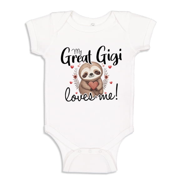 My Great Gigi Loves Me Sloth Baby Bodysuit One Piece 6 mo White