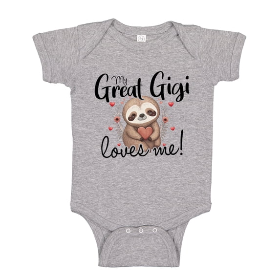 My Great Gigi Loves Me Sloth Baby Bodysuit One Piece NB Athletic Heather
