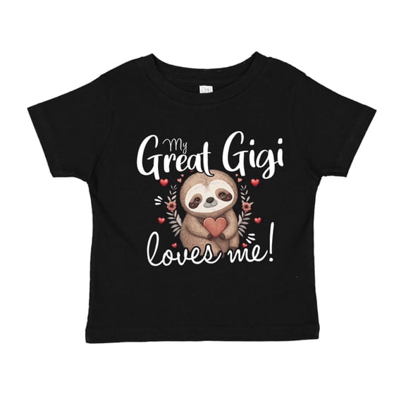 My Great Gigi Loves Me Sloth Toddler T-Shirt 3T Black