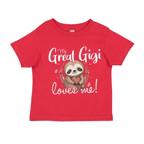 My Great Gigi Loves Me Sloth Toddler T-Shirt 3T Red