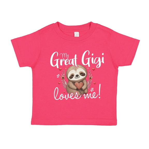 My Great Gigi Loves Me Sloth Toddler T-Shirt 5/6T Cyber Pink