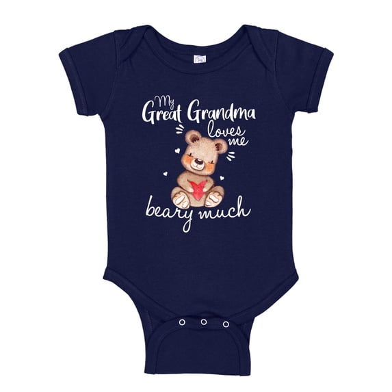 My Great Grandma Loves Me Beary Much Baby Bodysuit One Piece 24 mo Navy Blue