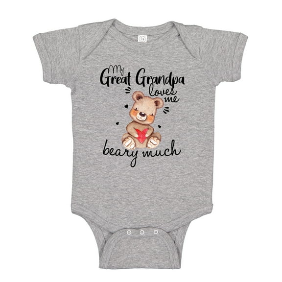 My Great Grandpa Loves Me Beary Much Baby Bodysuit One Piece 6 mo Athletic Heather
