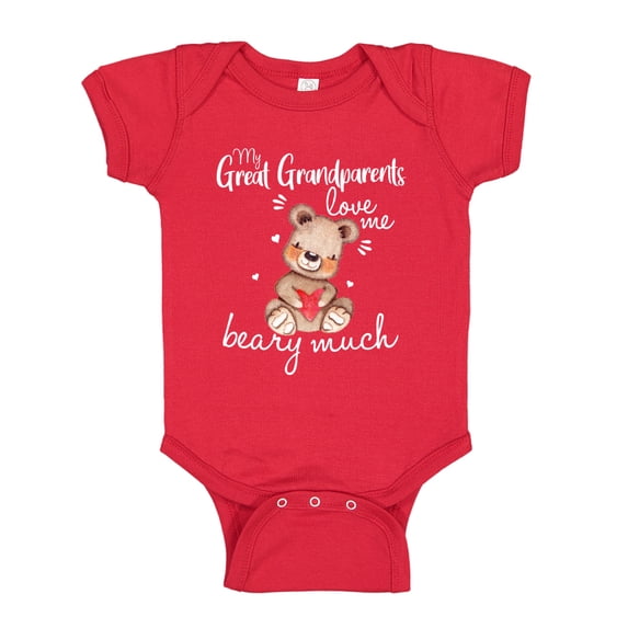My Great Grandparents Love Me Beary Much Baby Bodysuit One Piece 24 mo Red