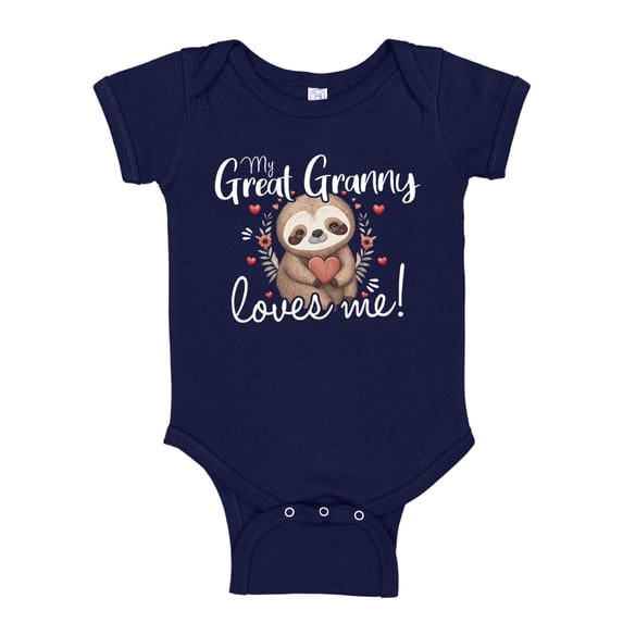 My Great Mimi Loves Me Sloth Baby Bodysuit One Piece 12 mo Navy Blue