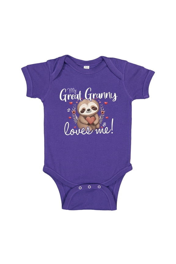My Great Mimi Loves Me Sloth Baby Bodysuit One Piece NB Purple