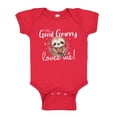thumbnail image 1 of My Great Mimi Loves Me Sloth Baby Bodysuit One Piece NB Red, 1 of 3