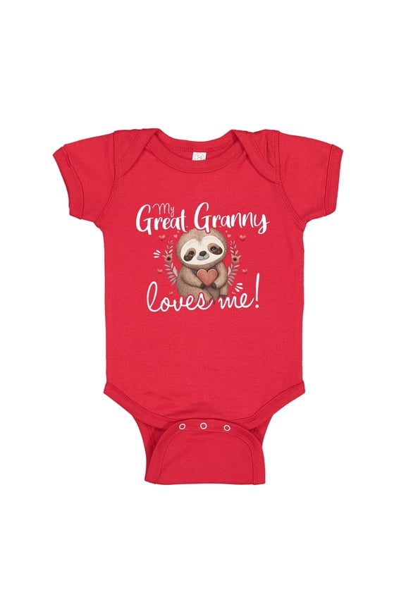 My Great Mimi Loves Me Sloth Baby Bodysuit One Piece NB Red