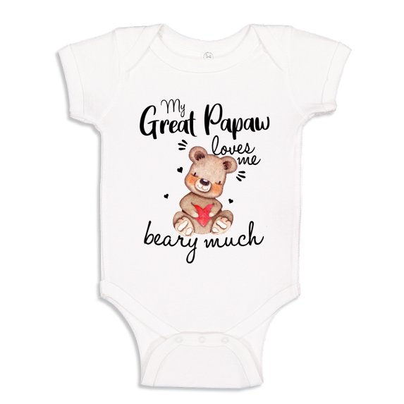 My Great Papaw Loves Me Beary Much Baby Bodysuit One Piece 18 mo White