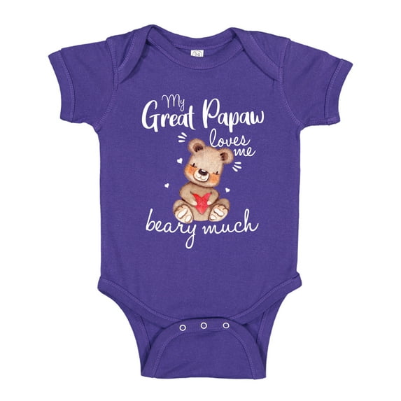 My Great Papaw Loves Me Beary Much Baby Bodysuit One Piece 24 mo Purple