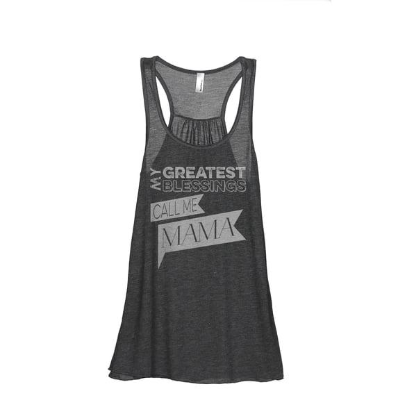 My Greatest Blessings Call Me Mama Women's Fashion Sleeveless Flowy Racerback Workout Yoga Tank Top Charcoal Grey Large
