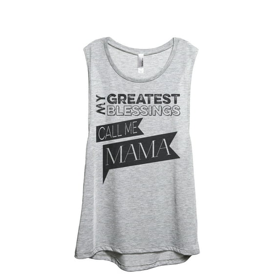My Greatest Blessings Call Me Mama Women's Fashion Sleeveless Muscle Workout Yoga Tank Top Sport Grey Medium
