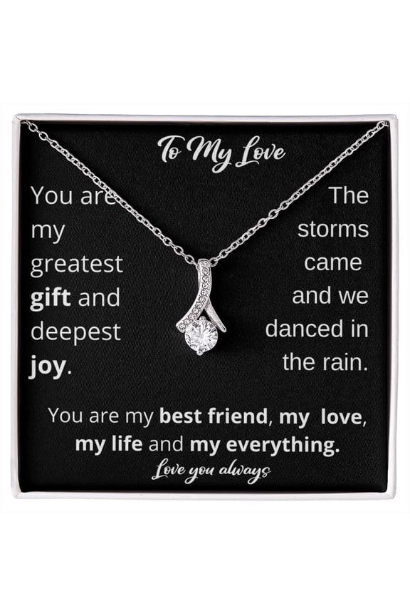 My Greatest Gift Necklace For Wife Soulmate Girlfriend Anniversary Birthday Present For Woman, White Alluring Necklace