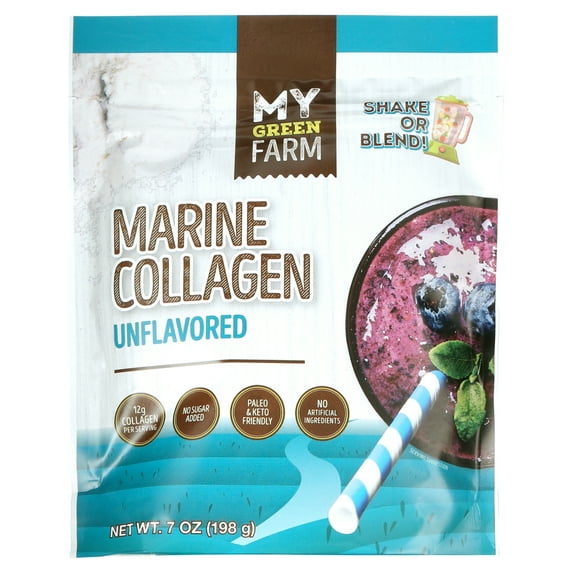 My Green Farm Marine Collagen Unflavored Powder Drink Mix, 7 oz (198g) – Allergen-Free, Non-GMO