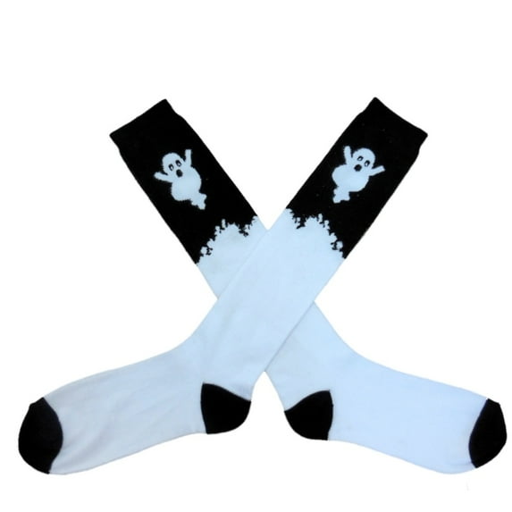 My Halloween Womens Long White & Black Ghost Themed Knee Socks