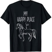 My Happy Place Horse Lover Gifts Horseback Riding Equestrian T-Shirt
