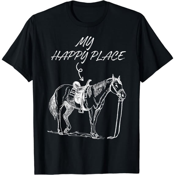 My Happy Place Horse Lover Horseback Riding Equestrian Gifts T-Shirt