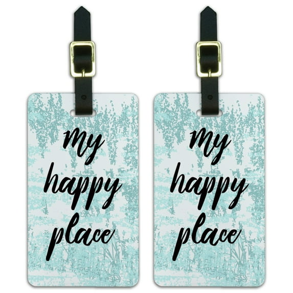 My Happy Place Luggage ID Tags Suitcase Carry-On Cards - Set of 2