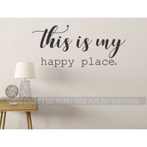 My Happy Place Vinyl Decal Sticker Inspirational Bedroom Camper Decor Wall Words 23x11-Inch Black