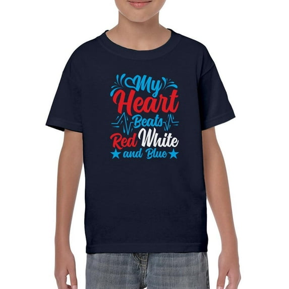 My Heart Beats Red White Blue T-Shirt Juniors -Image by Shutterstock, x-Large