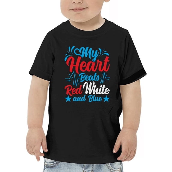My Heart Beats Red White Blue T-Shirt Toddler -Image by Shutterstock, 2 Toddler
