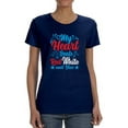 thumbnail image 1 of My Heart Beats Red White Blue T-Shirt Women -Image by Shutterstock, Female 3X-Large, 1 of 4