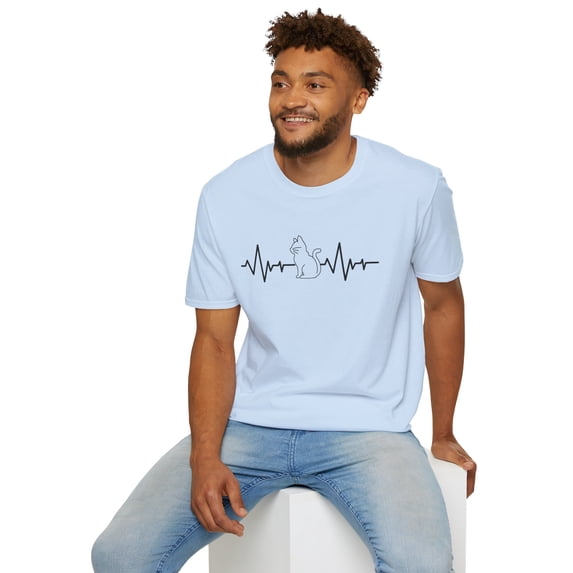 My Heart Beats for Cats Shirt, Classic Crew Neck, Short Sleeve T-Shirt