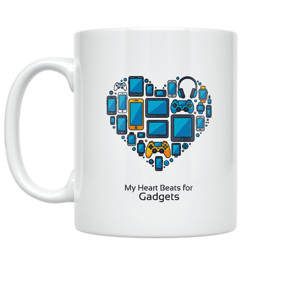 My Heart Beats for Gadgets - Tech Enthusiast - 11 oz Ceramic Coffee Mug