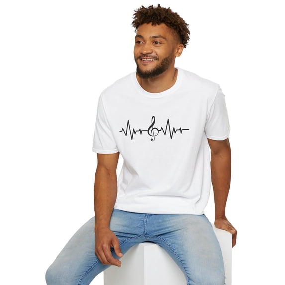 My Heart Beats for Music T-Shirt, Classic Crew Neck, Short Sleeve Shirt