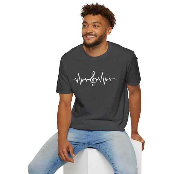 My Heart Beats for Music T-Shirt, Classic Crew Neck, Short Sleeve Shirt