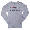 thumbnail image 1 of My Heart Beats for a Drummer Classic Men's Long Sleeve Grey T-Shirt, 1 of 2