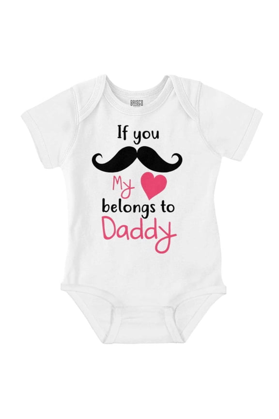 My Heart Belong to Daddy Mustache Pun Bodysuit Jumper Girls Infant Baby Brisco Brands NB