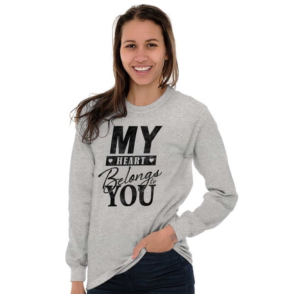 My Heart Belongs You Romantic Love Women's Long Sleeve T Shirt Brisco Brands L